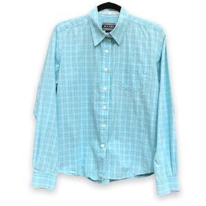 Vintage Authentic Rockies Jeanswear Aqua Cotton Long Sleeve Plaid Shirt Large